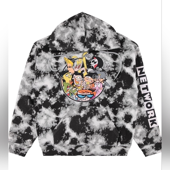Cartoon Network Tops - Cartoon Network Black & White Tie-Dye Pullover Hoodie Sz. XXL